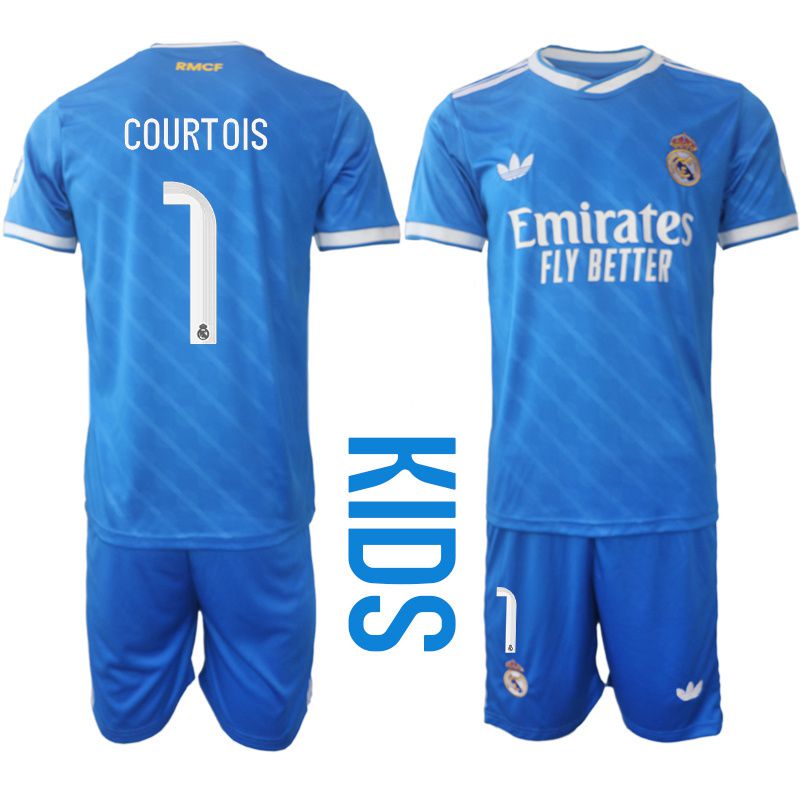 Youth 2025-2026 Club Real Madrid away blue #1 Soccer Jersey->->Youth Jersey